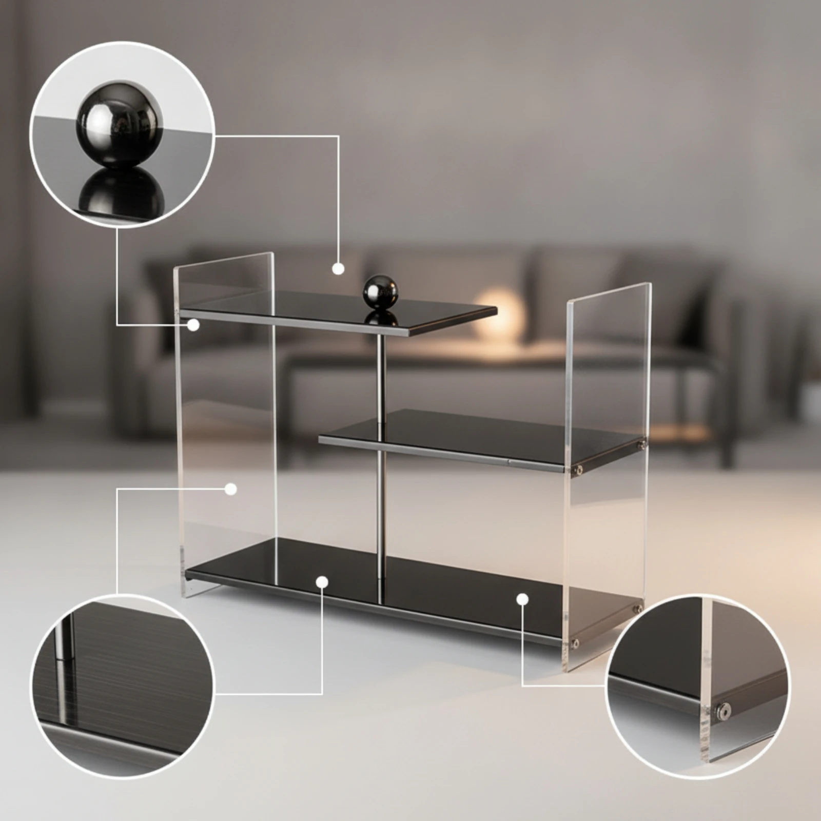Staggered Countertop Rack Clear Tiered Display Shelf Tiered Riser Long-Lasting Acrylic Shelf Solid for Collectors, Coffee Bar