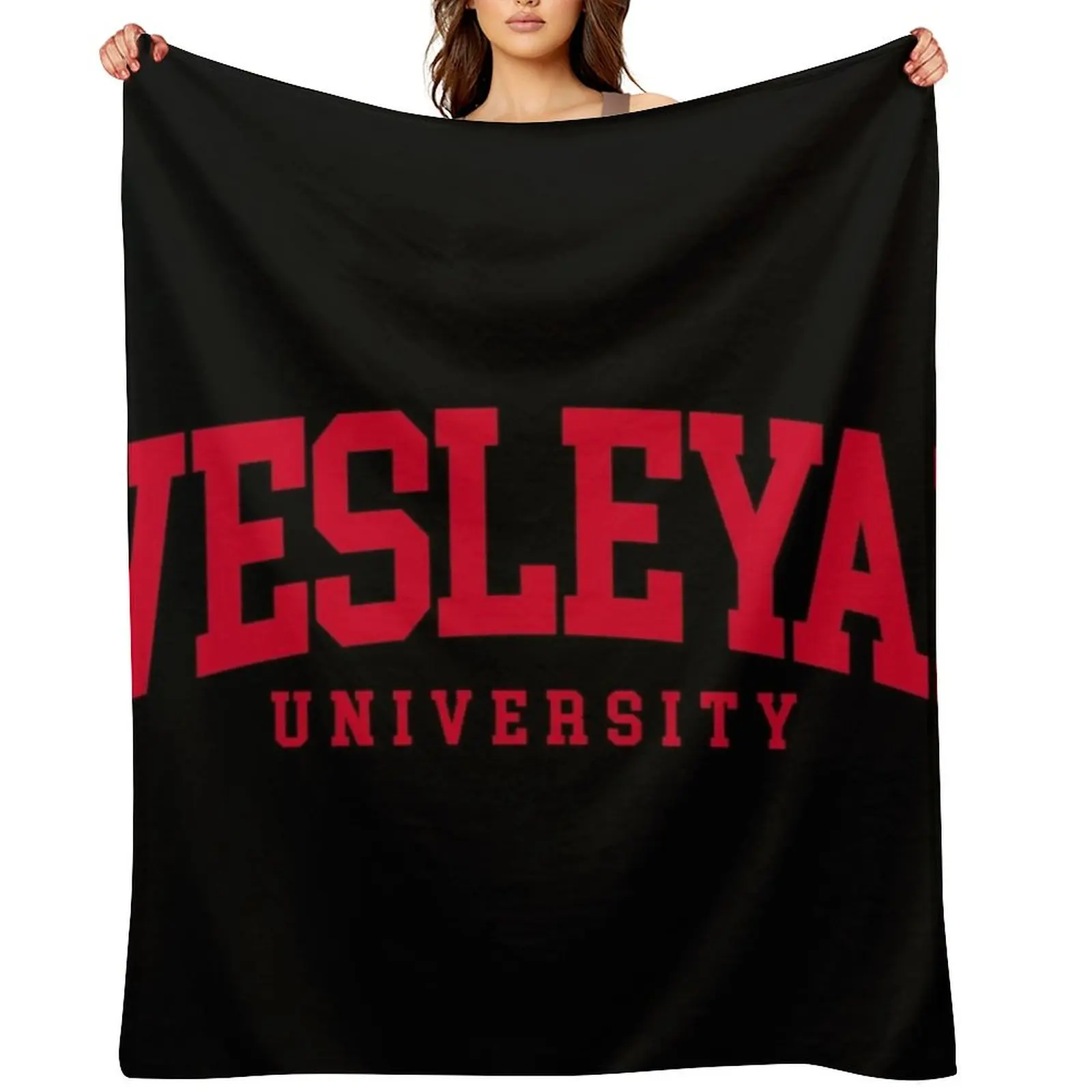 wesleyan university - college font curved Throw Blanket cosplay anime Warm Shaggy Luxury Quilt Blankets