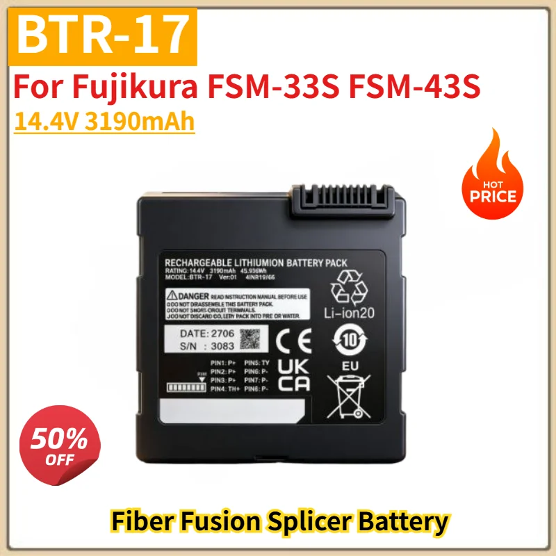 BTR-17 High Quality Battery 14.4V 3190mAh for Fujikura FSM-33S FSM-43S Fiber Fusion Splicer Replacement Battery