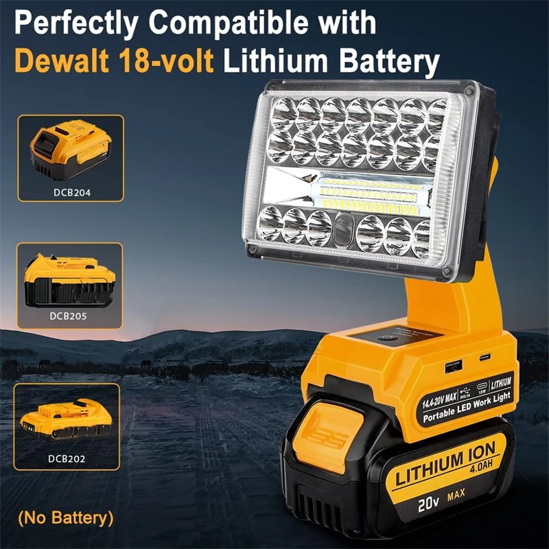 for Dewalt 18-20V Li-ion Battery Wireless LED Work Light Outdoor Lighting Flashlight Emergency Flood Lamp Spotlight 3/5/8/9 inch