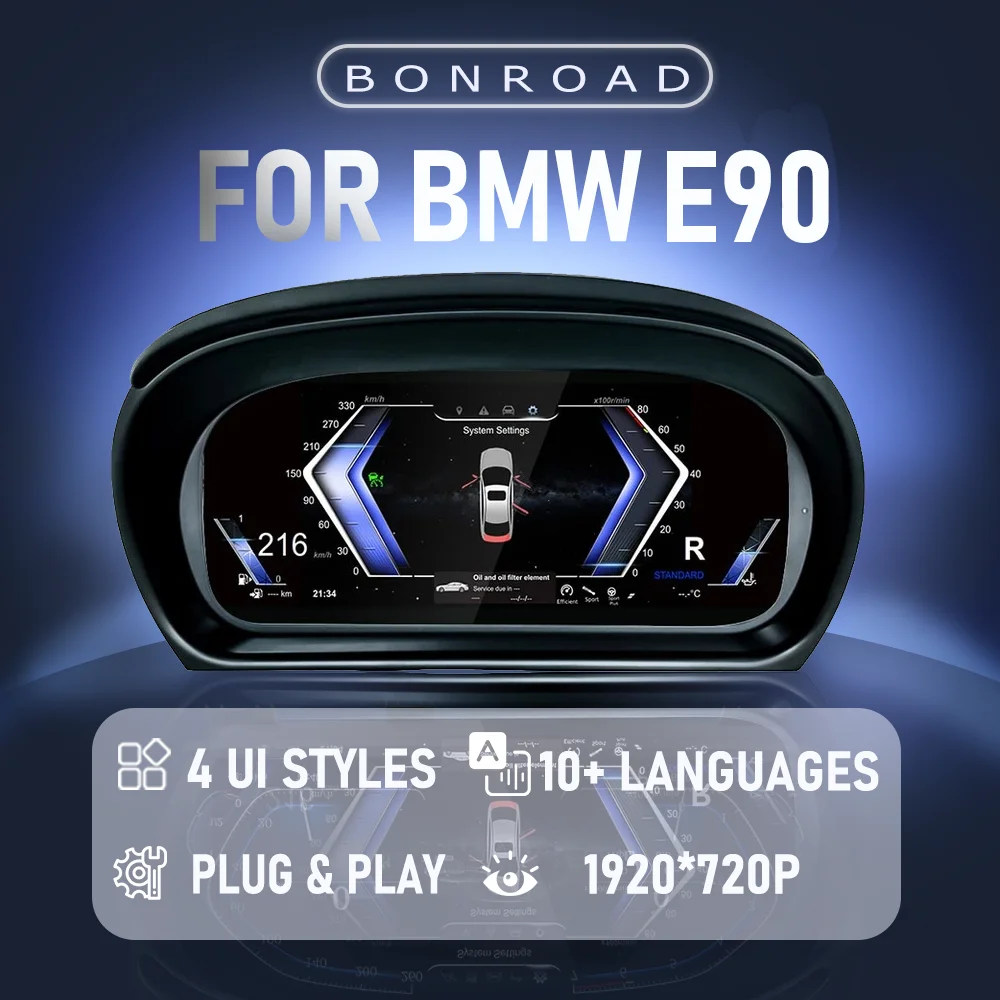 

BONROAD 1920*720P ЖК-дисплей, цифровая панель приборной панели, кластер для BMW 3 серии E90 E91 E92, автомобильный спидометр Virtuele Cockpit Voor