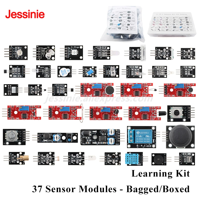 37 in 1 Sensor Modules 37 Kits Starter Kit with Box for Arduino Suitable for Raspberry Pi/STM32/ESP32/R3/51 Microcontroller