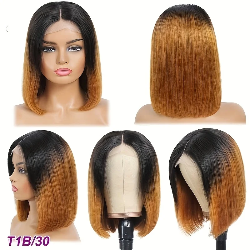 150% density remy hair 10inch 1b30 color 4x4x1 lace bob short straight human hair wigs for women daily party use bob wig