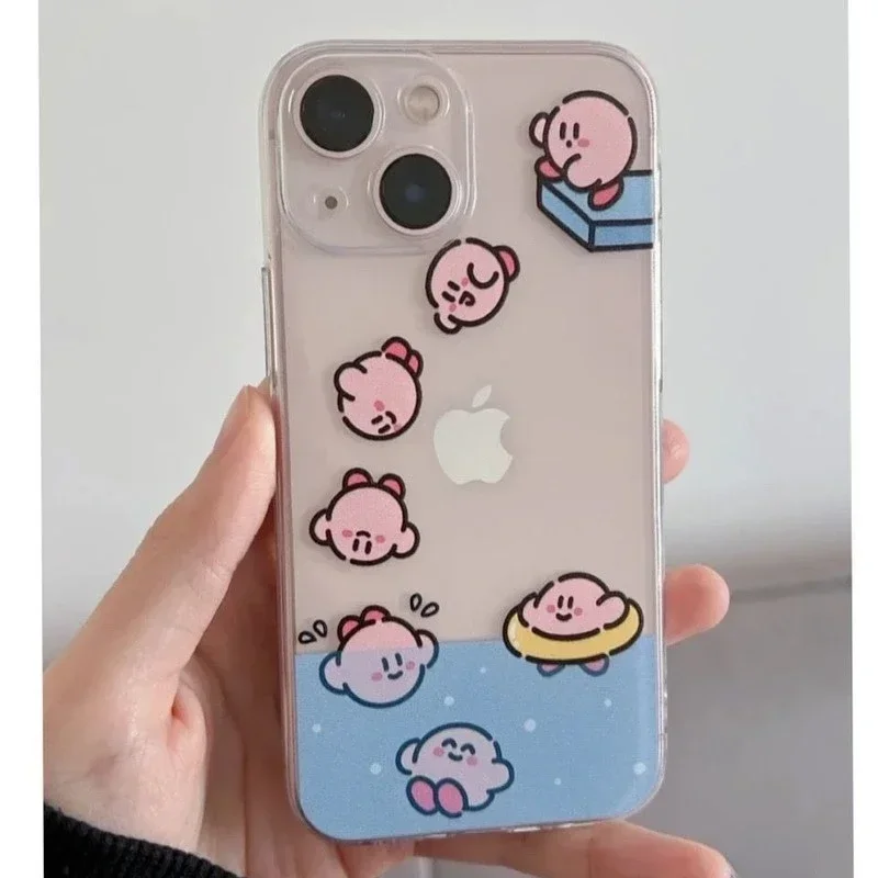 Anime Kirby Clear Cartoon Phone Case For IPhone 13 12 11 Pro Max XS Max XR X 8 Plus Liquid Creative Silicon Bumper Back Cover