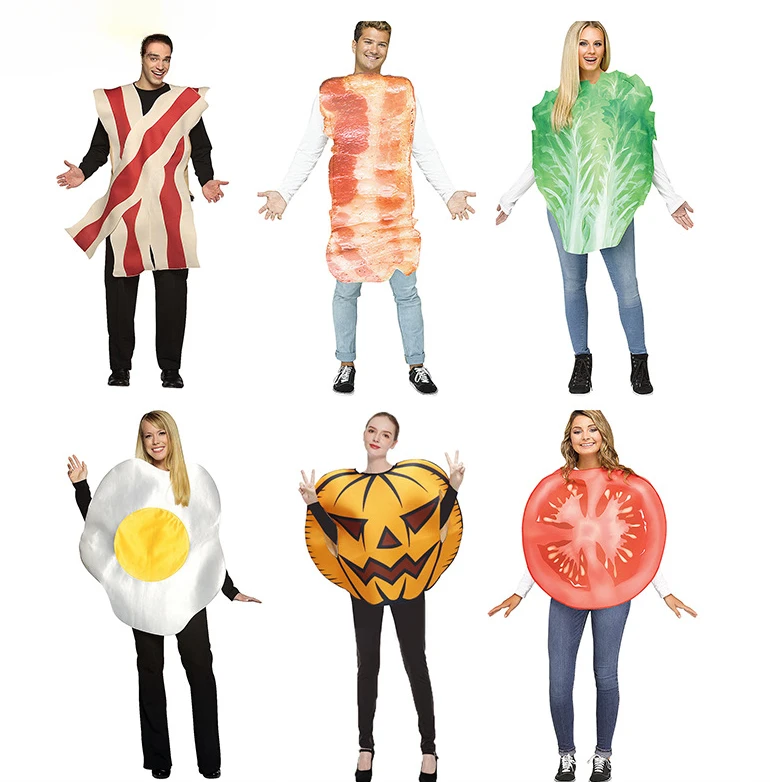 

2025 Halloween Costumes Bestseller! Sponge & BBQ Veggie Printed Outfit - Funny Stage Cosplay for Parties & Performances