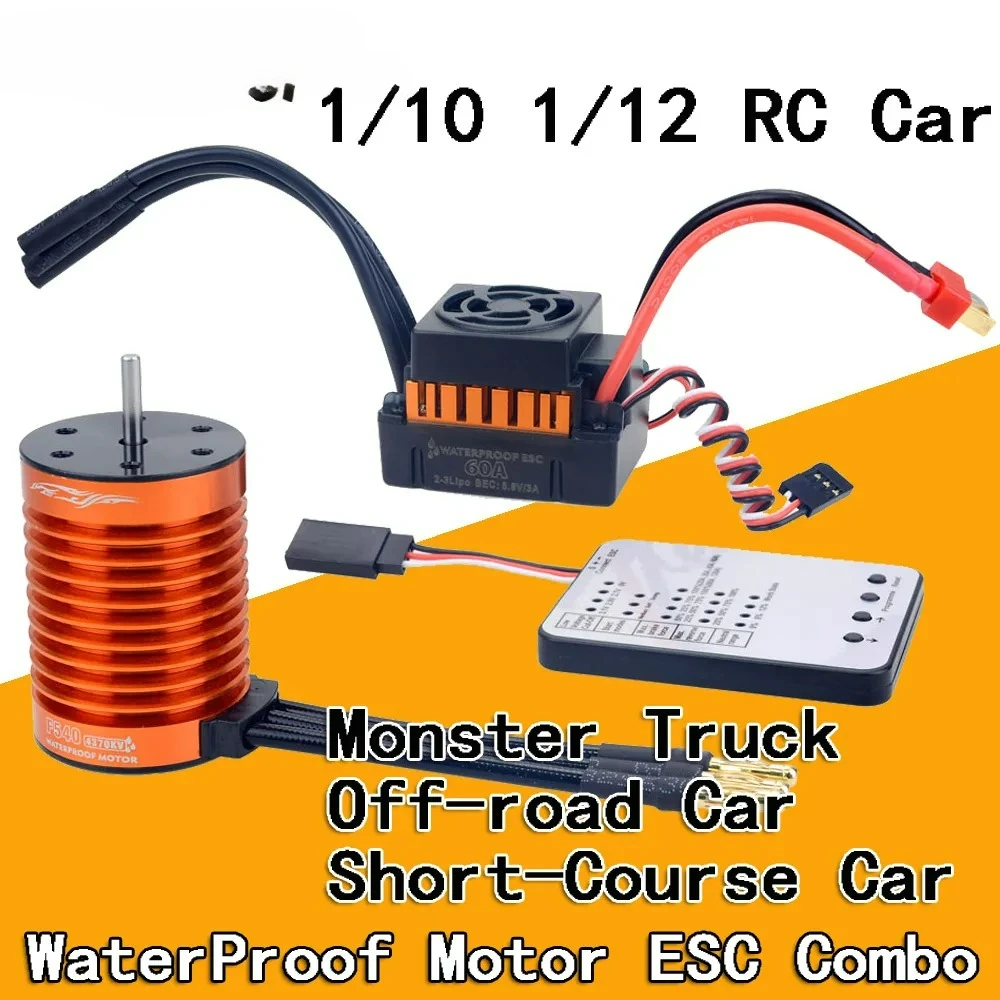 

Customizable Part Waterproof F540 3300KV 4370KV Brushless Motor W/60A ESC for Wltoys 144001 124019 RC 124018 T