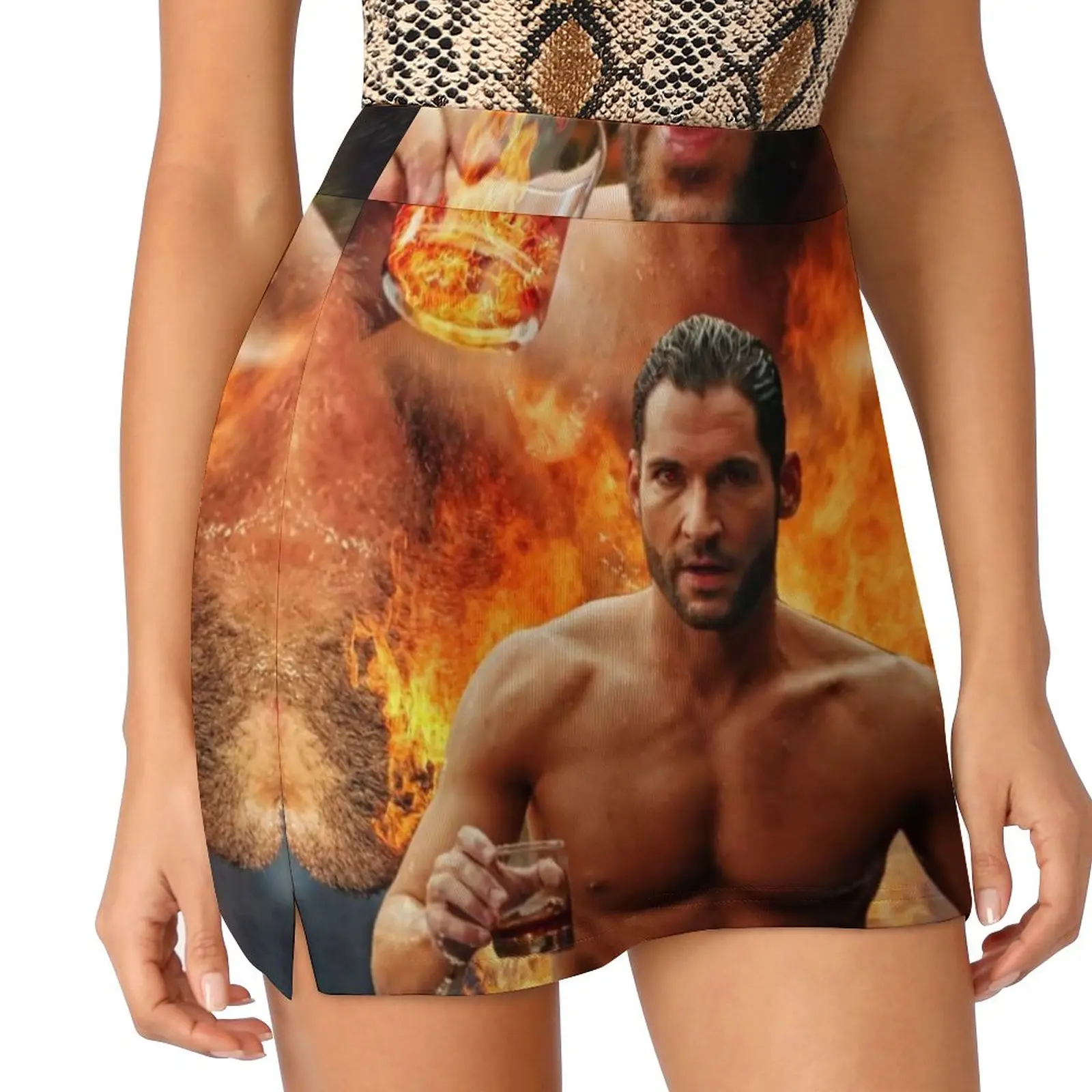 Tom Ellis-Lucifer Is Risen Women's skirt Mini Skirts A Line Skirt With Hide Pocket Lucifer Tom Ellis Sexy Pool Shirtless