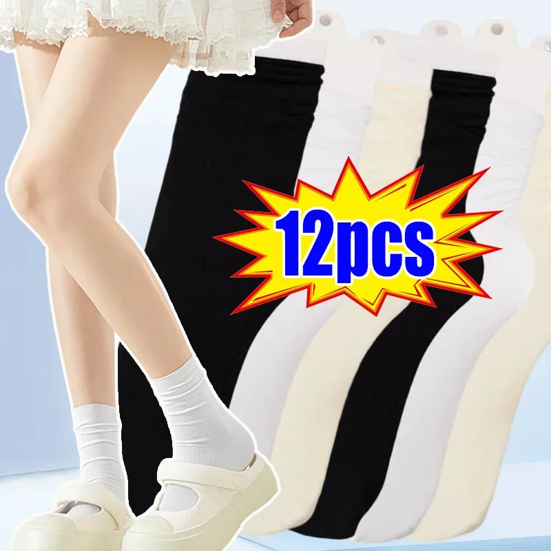 

6/12pcs Cool Socks Summer for Women Ice Silk Breathable Mid Calf Thin Comfort Socks 3 Color Pack Lightweight Everyday Wear