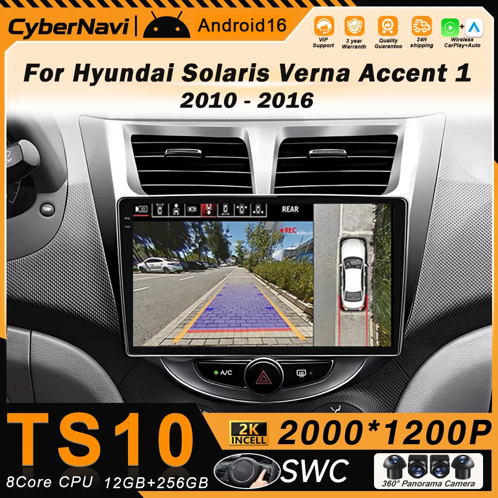 

Автомагнитола Android Auto для Hyundai Solaris Verna Accent 1 2010-2016, мультимедийный видеоплеер 2 Din, DVD-плеер, Carplay, GPS, FM