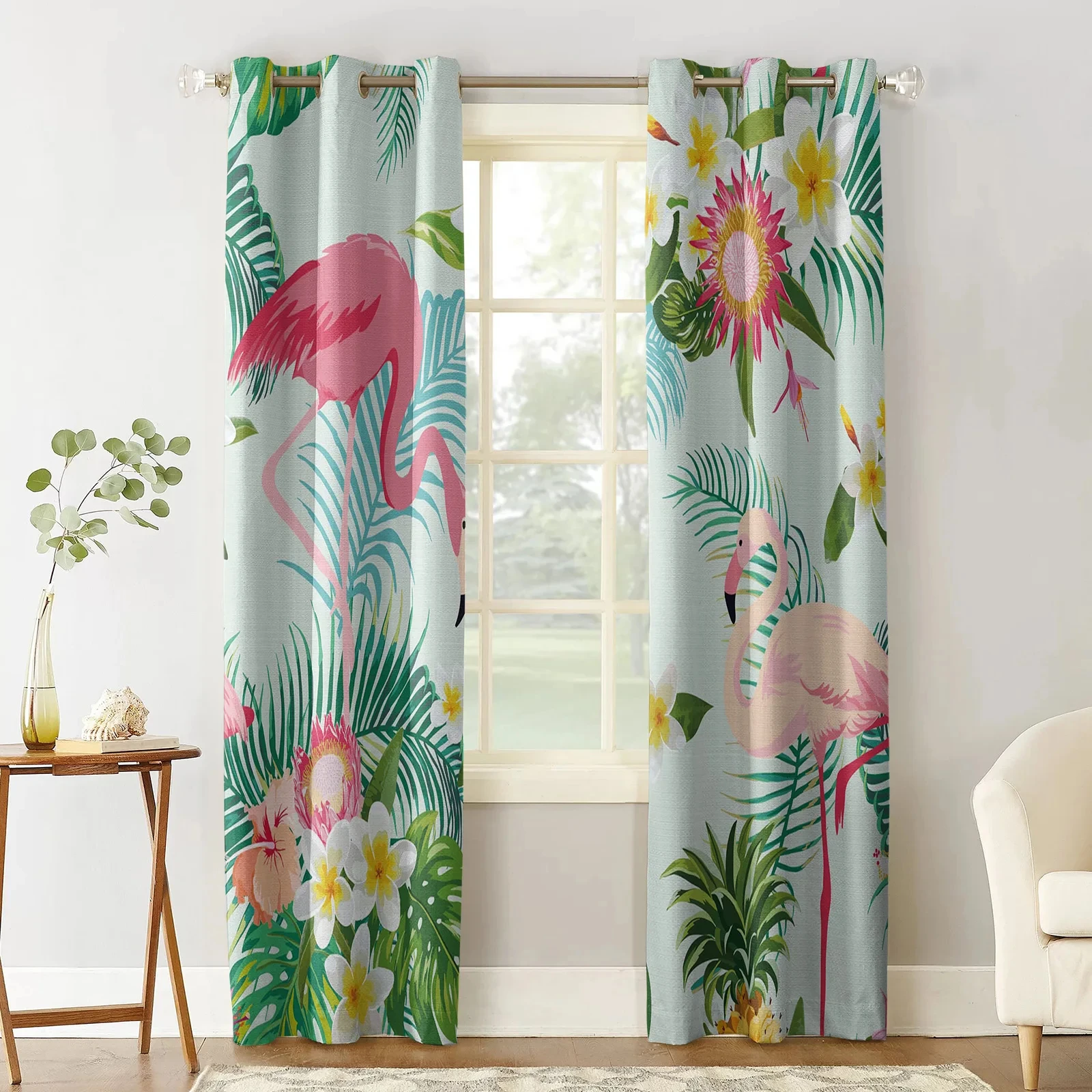 Fashion Flamingo Tropical Flower High Blackout Curtains Various Animal Pattern Style Shade Drape Home Kitchen Clackout Curtain