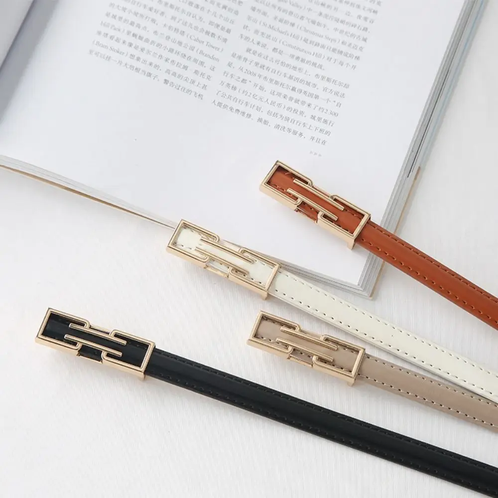 موضة بلون المرأة رقيقة حزام بولي Leather حزام جلد مشبك معدني حزام الخصر فستان نحيل الديكور #3