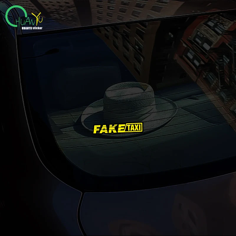 Yellow Fake Taxi Logo Pvc Waterproof Window Laptop Trunk Auto Motorcycle Car Sticker And Decals