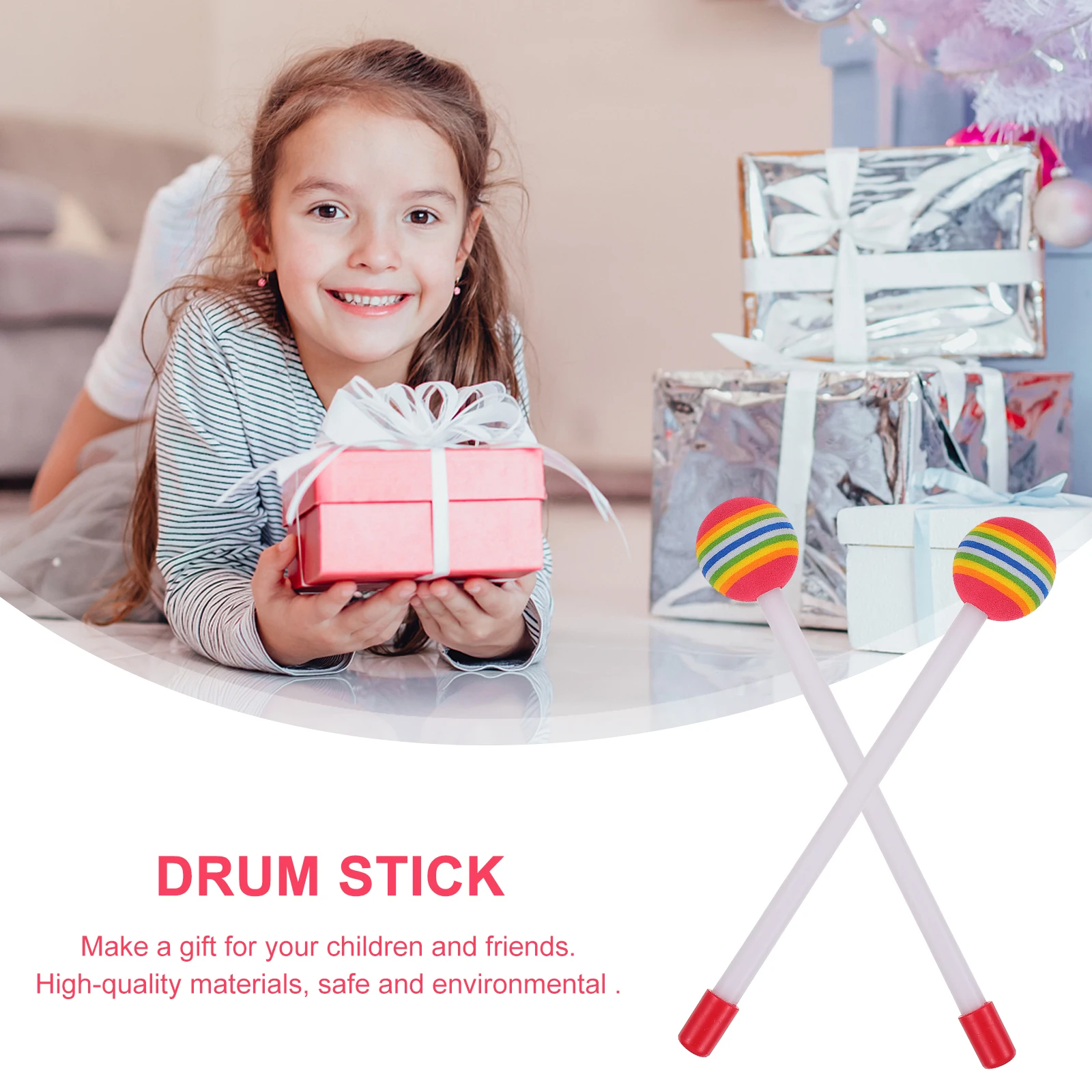 

4 pcs Rainbow Drumsticks Colorful Percussion Drum Sticks For Kids Students Beginners Practice Performance Plastic Rhythm Tool