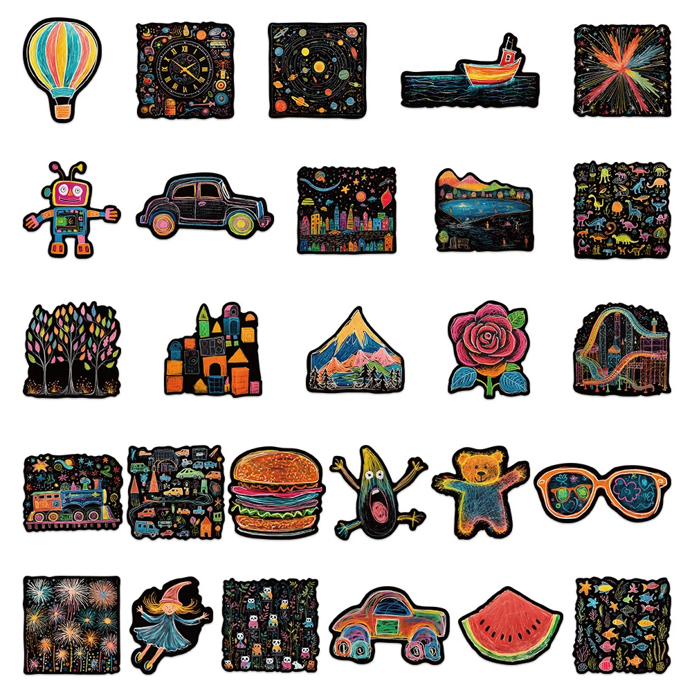 Autocollants drôles d'art de graffiti pour des enfants, peinture de bande dessinée, jouet de décalque d'enfants, autocollant imperméable de bagage de planche à roulettes de téléphone de bricolage, 10 PCs, 30 PCs, 53PCs