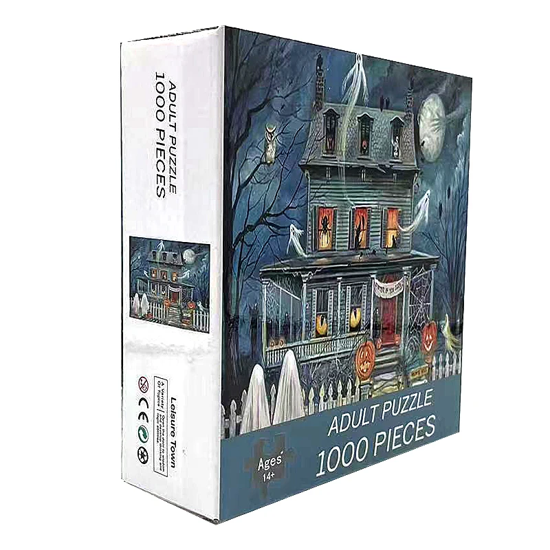 70*50 سنتيمتر 1000 قطع ورقة لغز الكبار لغز مخيف القلعة هالوين سلسلة صعوبة بانوراما الألغاز جدار المنزل Decro