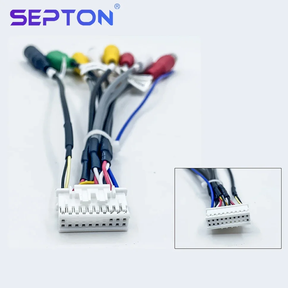 SEPTON 20-poliger Universal-RCA-Kabel-Adapter, Verkabelungsstecker für Android, Autoradio-Ausgang, Kabelbaum, Mikrofon-Schnittstelle, Linie 3,5 mm