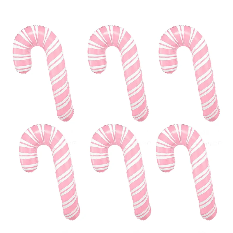 6Pcs Large Christmas Pink Candy Cane Foil Balloon Christmas Windmill Helium Globos Kids Toy New Year 2023 Christmas Decorations