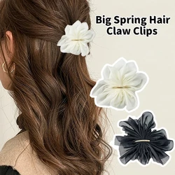 Fashion Girls Big Spring Hair Claw Clips Women Metal Chiffon Flowers Ponytail Holder Hairpin Barrettes Hair Accessories Hairgrip