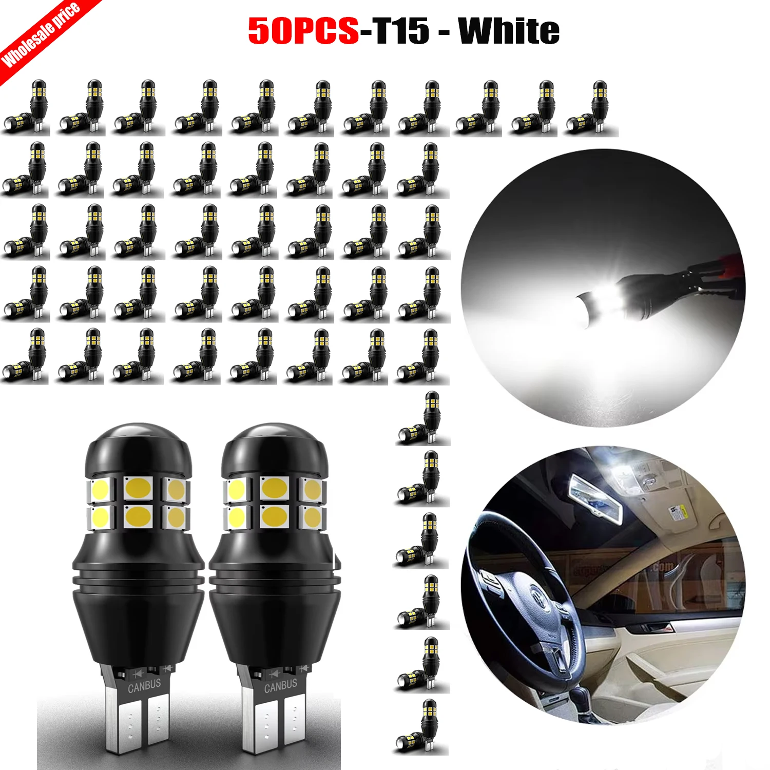 50pcs T15 W16W Canbus LED Backup Light 2000LM High Lumen Super Bright For Hyundai i30 ix35 i20 i40 i10 Getz Tucson Accent Creta