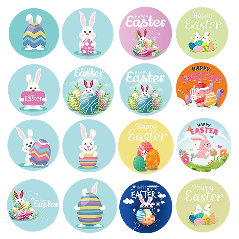 

1Roll Easter Stickers Cartoon Rabbit Egg Adhesive Seal Labels Stickers Happy Easter Decoration Kids Gift Packaging Supplies