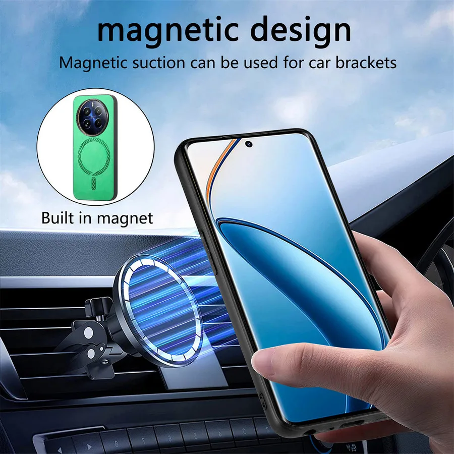 Realme 14 13 12 11 Pro Plus 5G Luxury Case For OPPO Realme 12 4G Magsafe Leather Back Panel Cover Realmi 12 Plus 13 11 Pro Funda