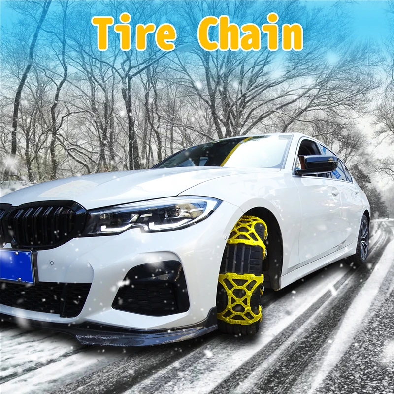 JIUWAN 3 Pcs Car Universal Ice Snow Mud Roadway TPU Tire Anti-skid Chains Double Snap Safety Thicken Wheel Chains For Most Auto