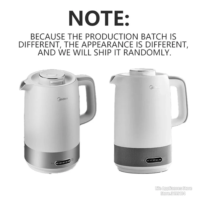 Midea ketel listrik keselamatan 1,7l, Ketel air isolasi termal tahan bocor untuk dapur rumah 316L MK-SH21-I baja tahan karat