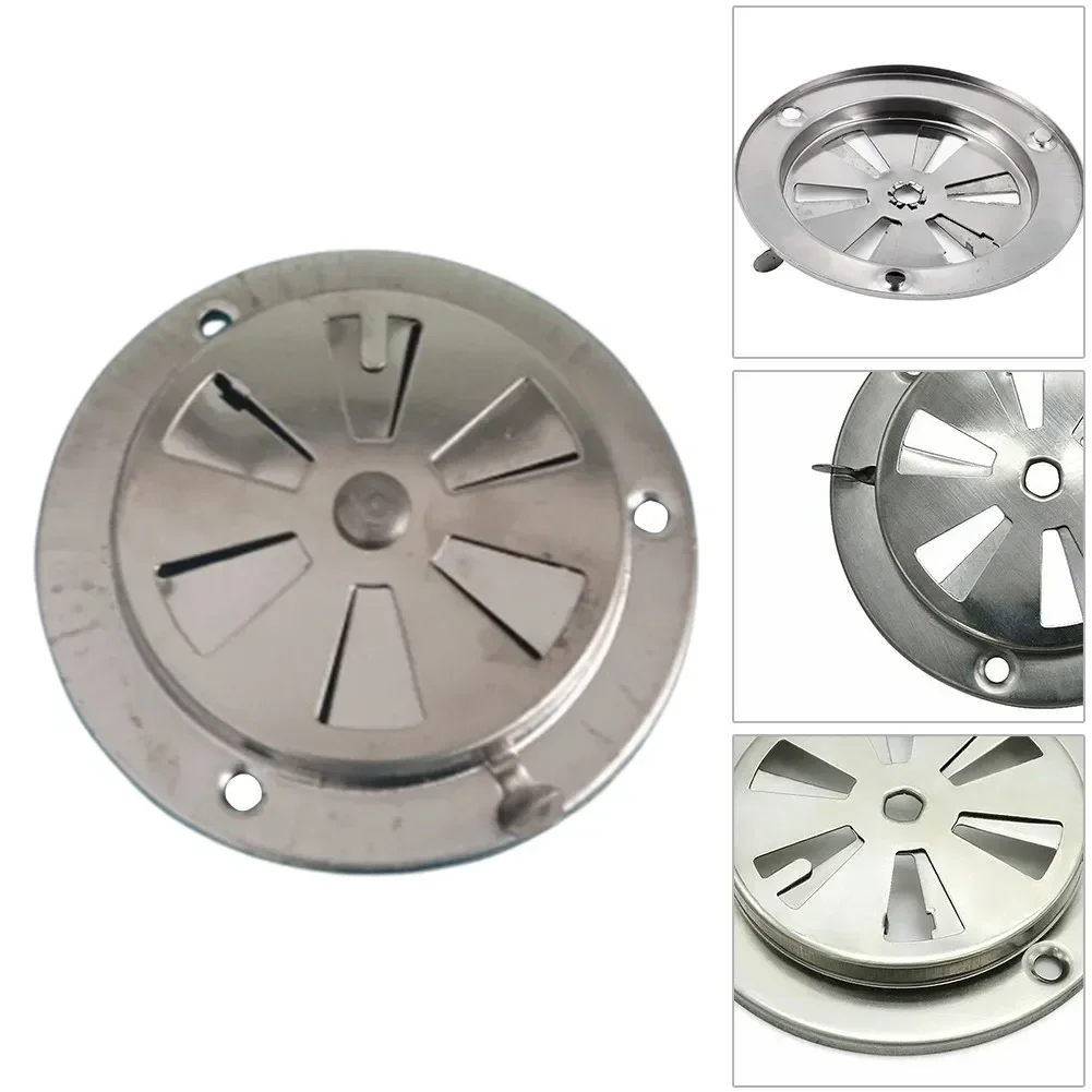 BBQ Grill Exhaust Vent Stove Air Vent Damper Stainless Steel Adjustable Size Vent Hole 9.5x9.5x3cm Silver Replacement Parts