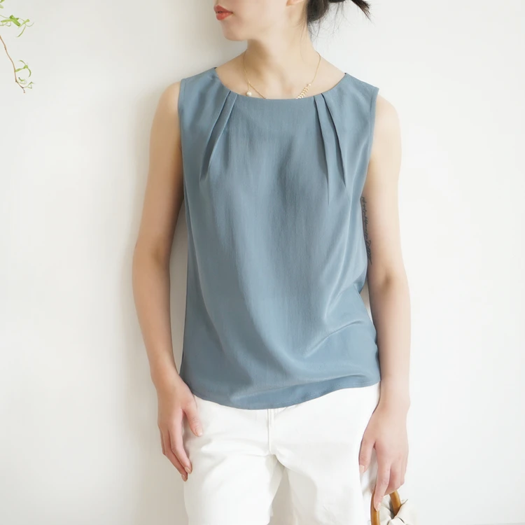 Limited Time Offer 00%  Silk Svel round Ne Vest Summer Outerwear Women's Premium Silk Straight Cut Top BX009