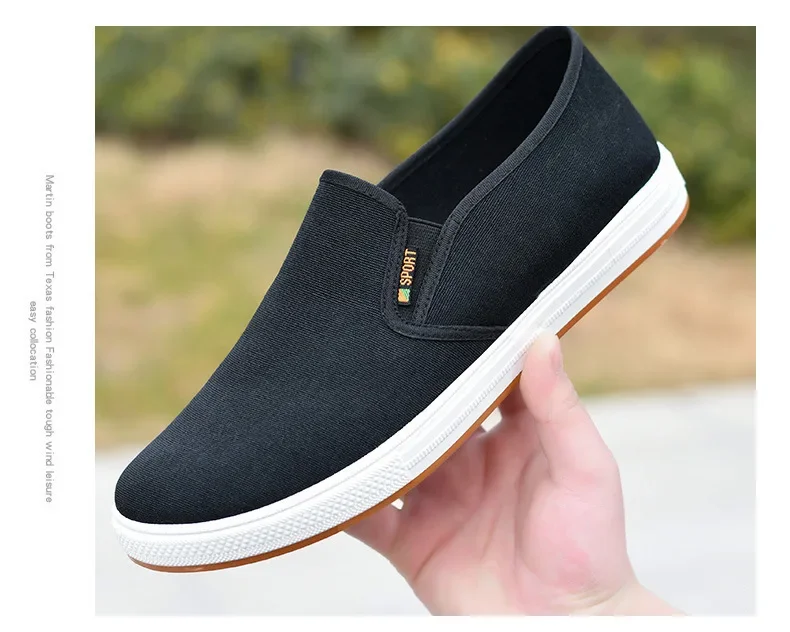 Herren Canvas Slip-On Schuhe, Lässige Loafer, Rutschfeste Gummisohle, Leichte Atmungsaktive Flache Schuhe, Alltagsschuhe, Bequeme Freizeitschuhe – Detail 11