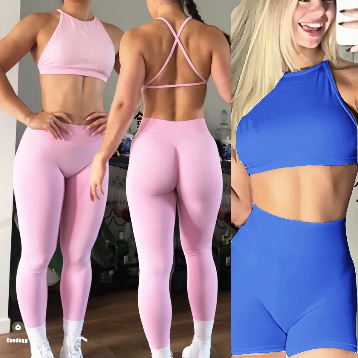 Drfnamic High Neck Backless Sports Bra Support Back Cross Fitness Underwear Push-up Gym Clothes Workout Sports Tank Top XP400 view 3