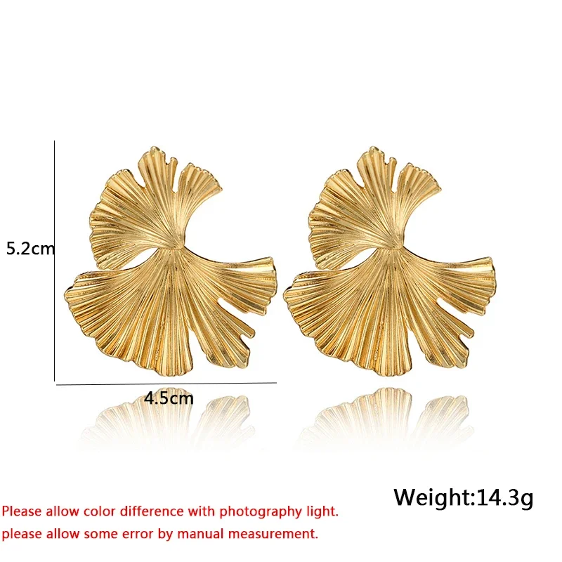 New Ginkgo Biloba Dangle Earrings for Women Gold Color Top Metal Statement Drop Earrings Boucle D'oreille Unusual Earrings