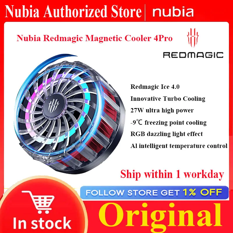 Nubia RedMagic Cooler 4 Pro Magnetic Ice FunCooler RGB LED 27W Semiconductor Heat Dissipation Cooling For Gaming Oneplus Phone