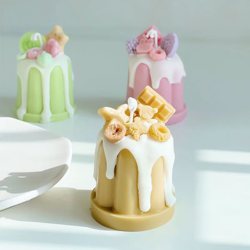Handmade Cute Dessert Candle Cake Shape Pudding Scented Candle