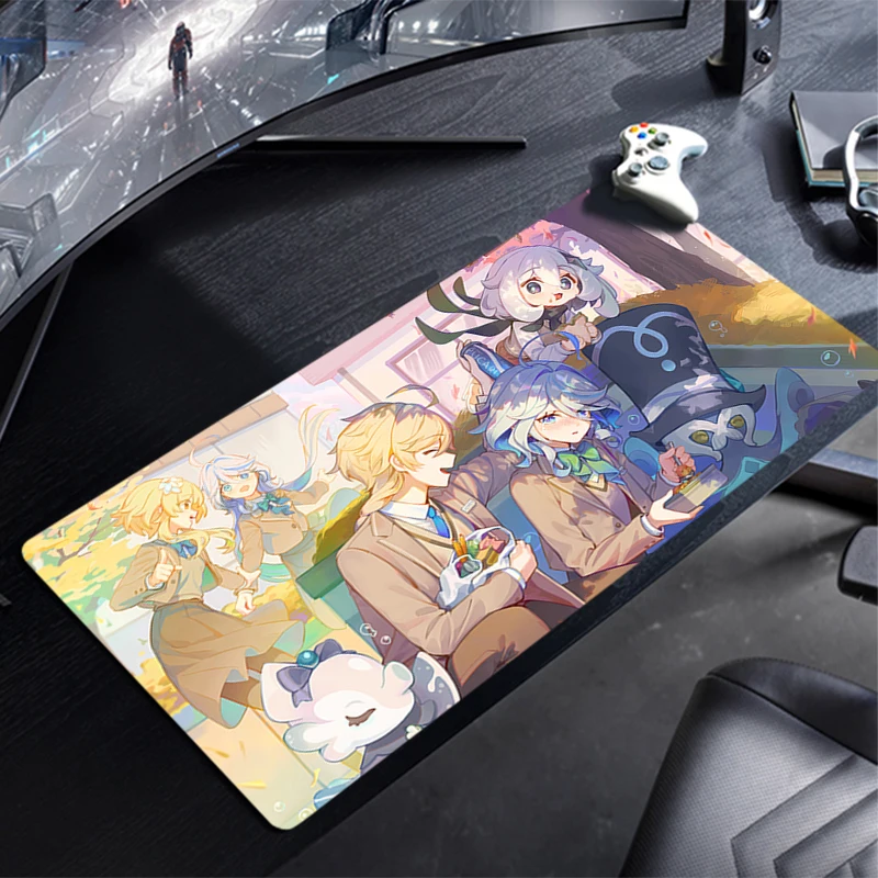 Large Gaming Mouse Pad Mat Non-Slip Rubber Game Mouse Computer Keyboard Mats Pad table mat G-Genshin Impact Furina Home Decor