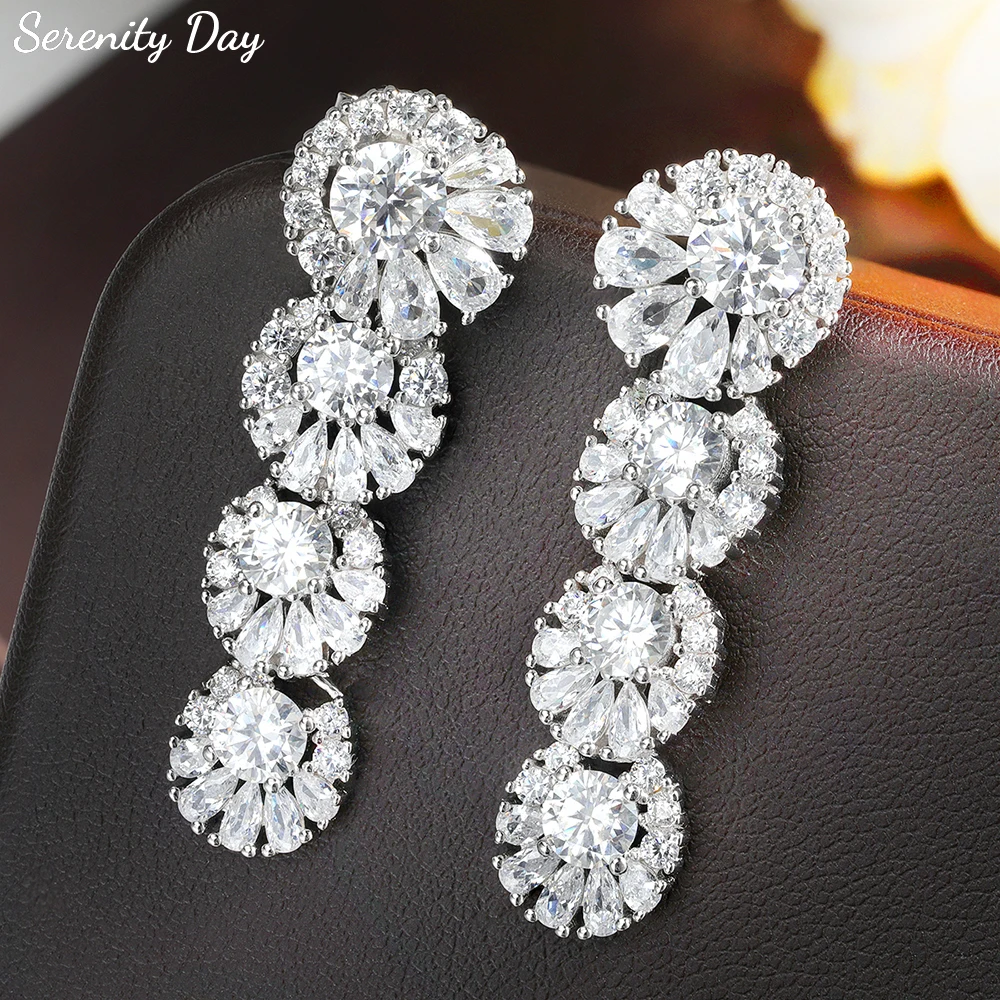 Serenity 4.8ct D Moissanite Pendant Earrings for Women Party Gift Solid 925 Silver Sparkling Lab Diamond Wedding Earring Jewelry