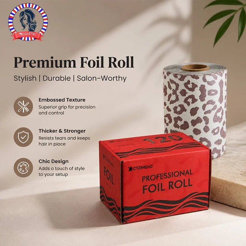 Leopard Print Pop Up Hair Foil Highlighting Foil 5x11 Inch Aluminum Foil Sheets for Hair Coloring Stylist Hairdressing Tools