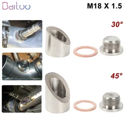 New M18 x 1.5 O2 Oxygen Sensor Mounting Bungs and Plugs 30 45 Degree Angled Notched Style Weld In Oxygen Sensor Fitting THB434