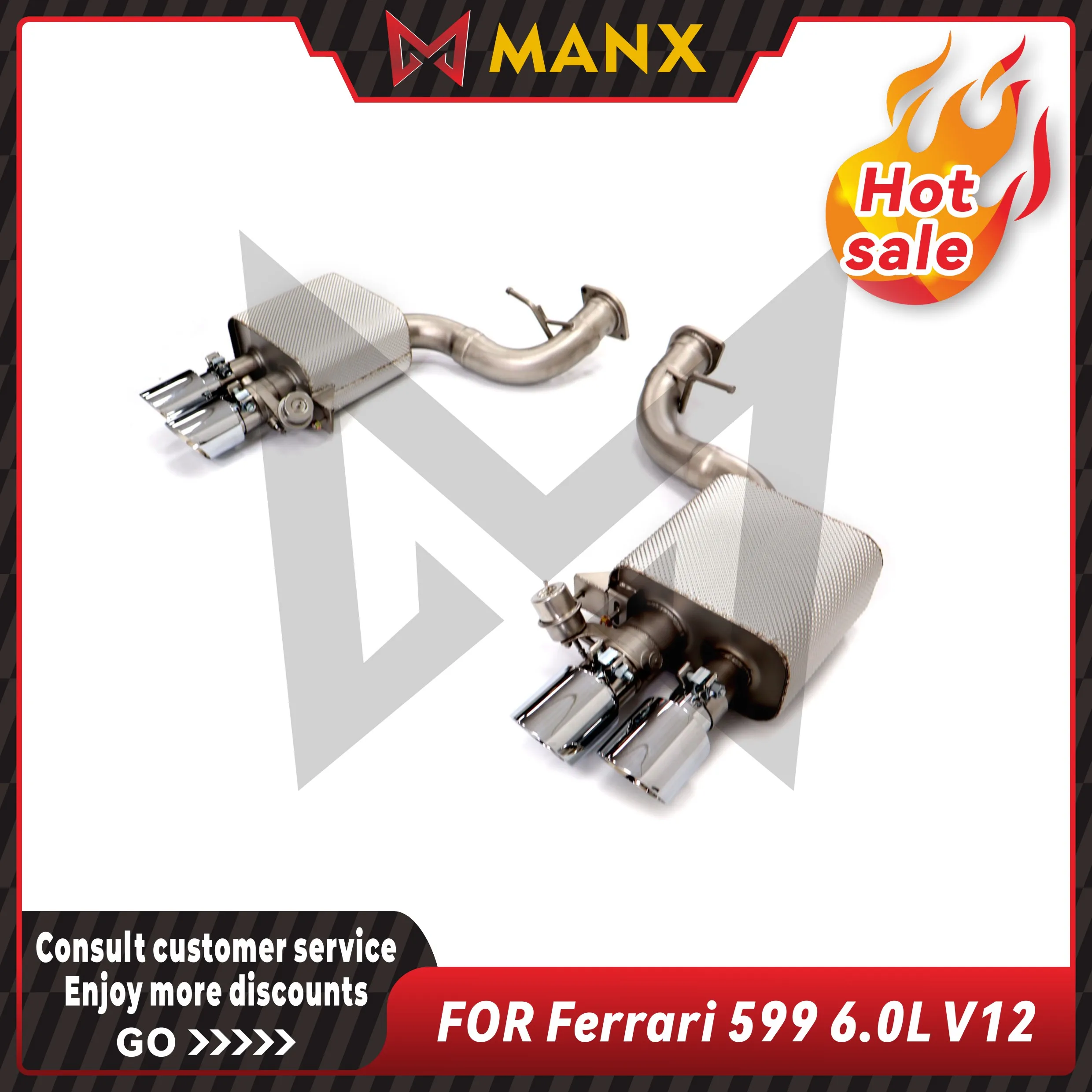 MANX Car Exhaust System Catback for Ferrari 599 6.0L V12 Stainless steels Performance exhaust pipe Muffler with remote control v