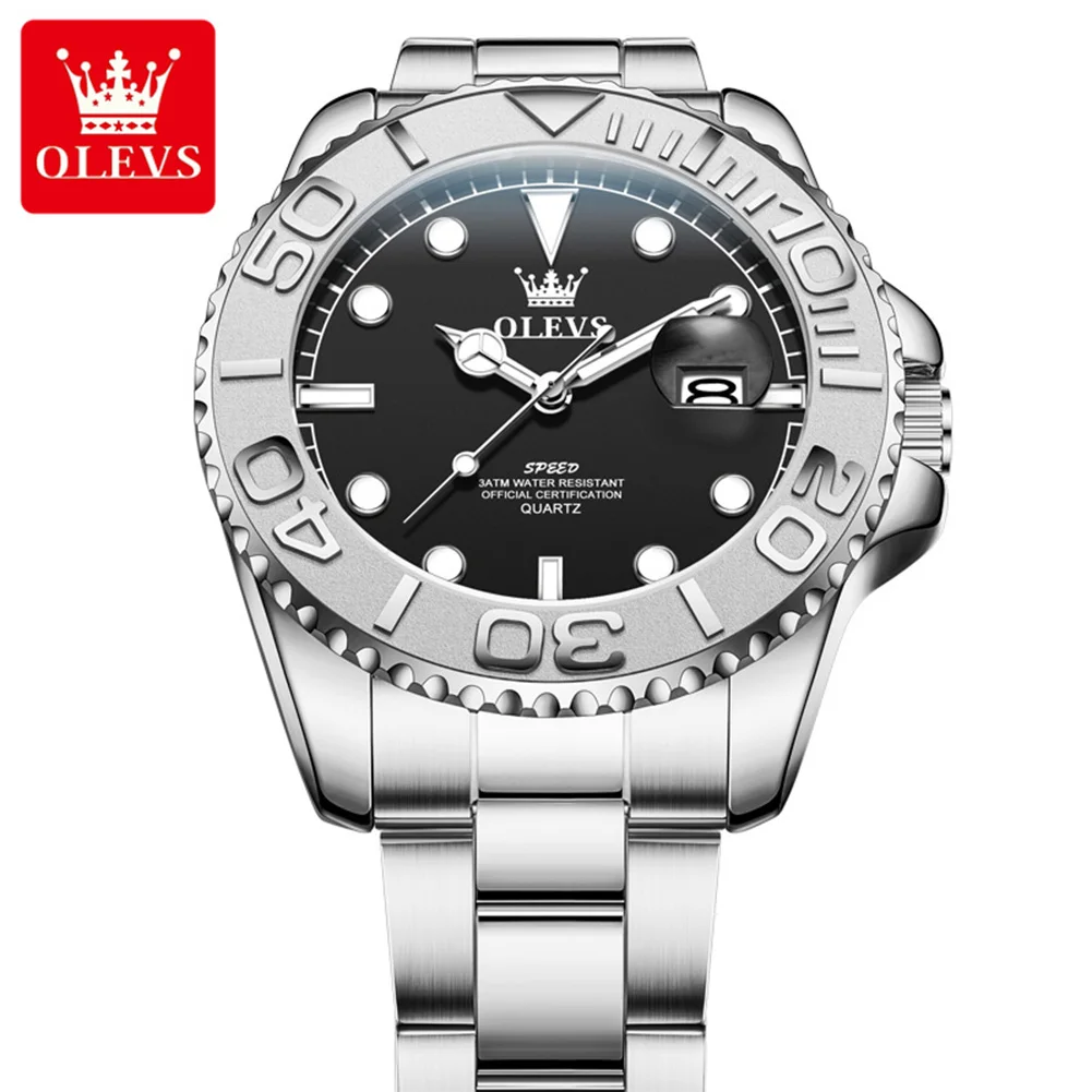 OLEVS 2720 Sports Quartz Watches for Men Luxury Top Brand Original Diving Series One-Way Outer Rotation Bezel Luminous Man Watch