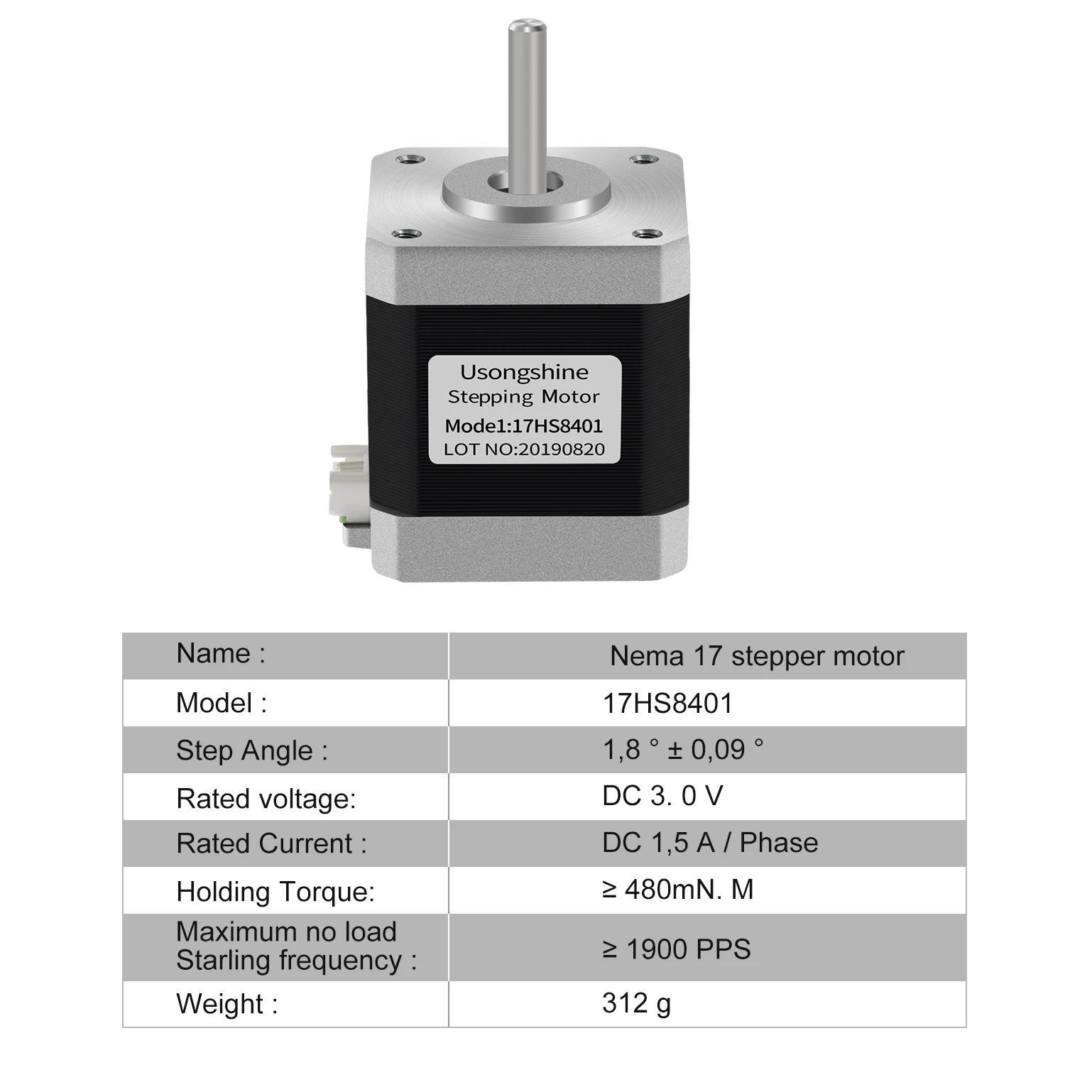 Usongshine Nema17 Stepper Motor 17HS8401 42BGYH 4-lead 1.5A 48N.cm For CNC Engraver Laser Engraving Machine 3D Printer Parts view 6