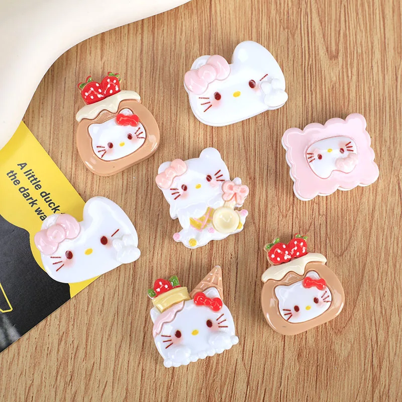 

Sanrio 10Pcs Resin DIY accessories New Hello kitty Resin Scrapbook Diy Jewelry Children Hairpin jewelry Accessories decorate