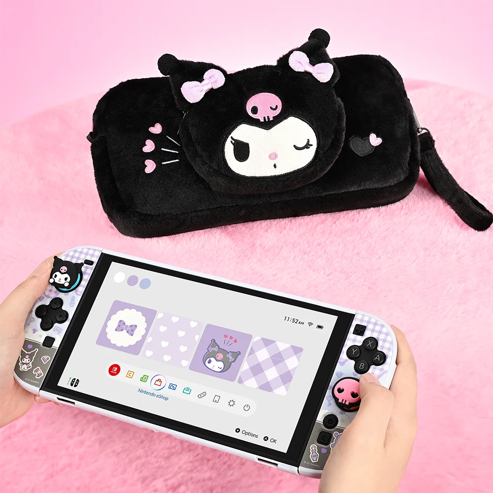 

Фигурка Sanrio Kuromi Switch2, чехол для переноски Ns2, защитный чехол, крышка для хранения, сумка для хранения, аксессуар для переключателя, противоударный портативный чехол