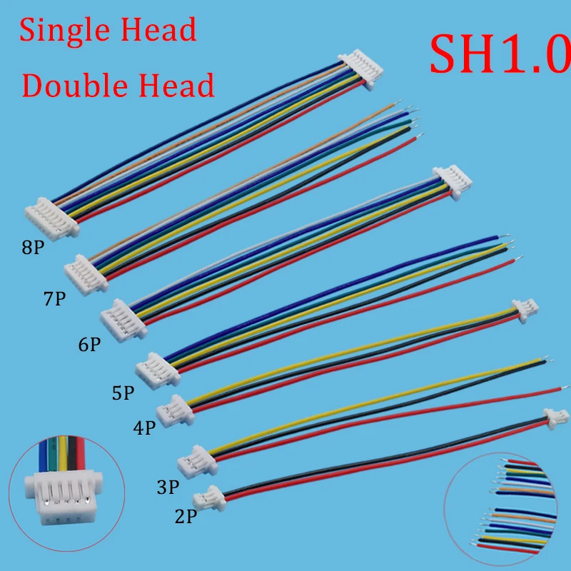 10Pcs 10CM Micro JST SH XH 2-12Pin Connector With Wire Pitch1.25mm/2.0/2.54mm Single/Double Head JST Female Jack Connector Cable