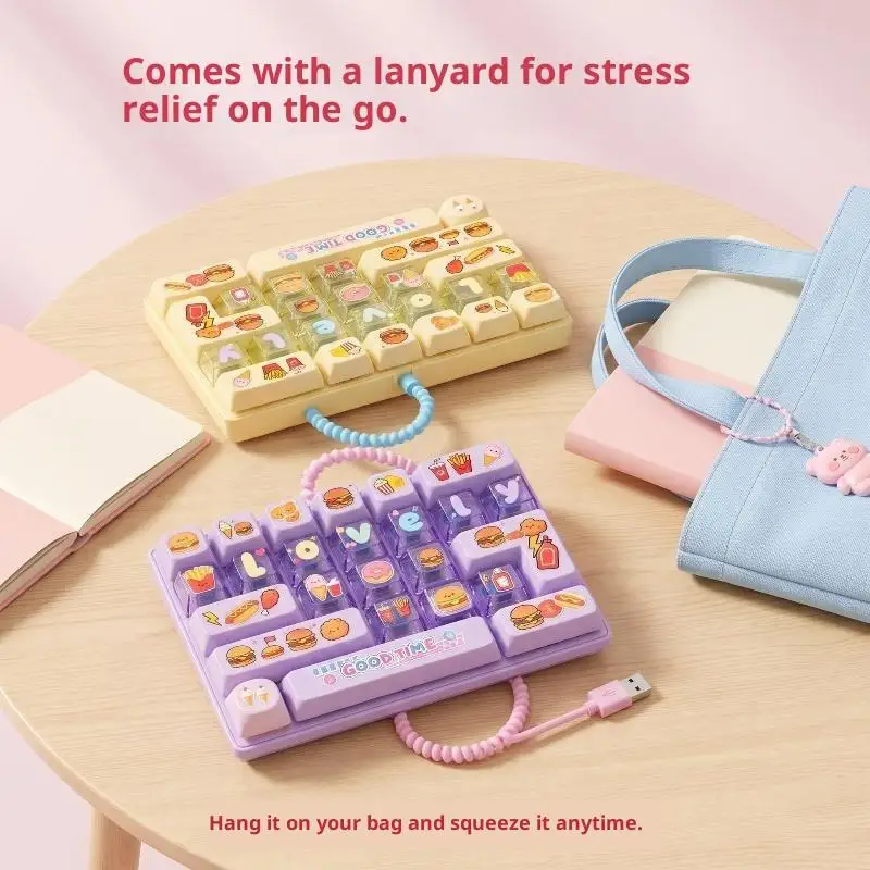 26 Key Giant Keycap Fidget Clicker Keychain Durable Antistress Toy Key Ring for Home Use