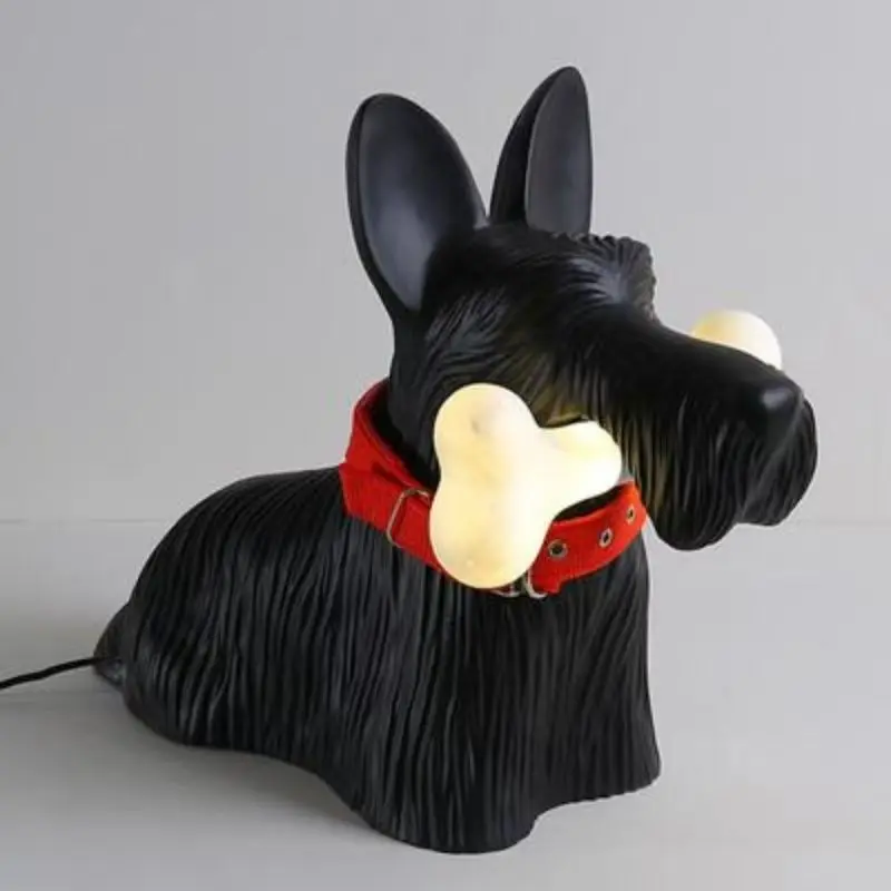 Italian Bone - Biting Dog Table Lamp Creative Luxury - style for Living Room, Bedroom Study Scottish Dog Decorative Table Light