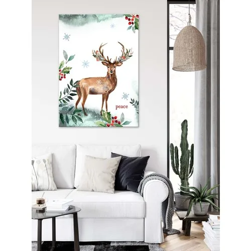 Emirgan Christmas Gift Deer Decorative Canvas Painting 30x45 cm