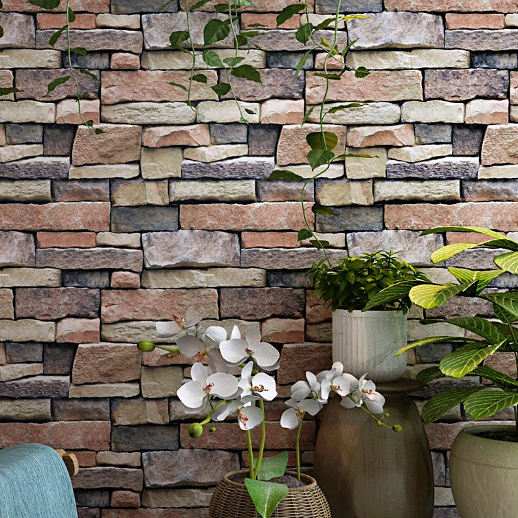 3D Realistic Brick Pattern Wallpaper Vintage Rustic Stone Texture for Bar Cafe KTV Industrial Style Wall Decor