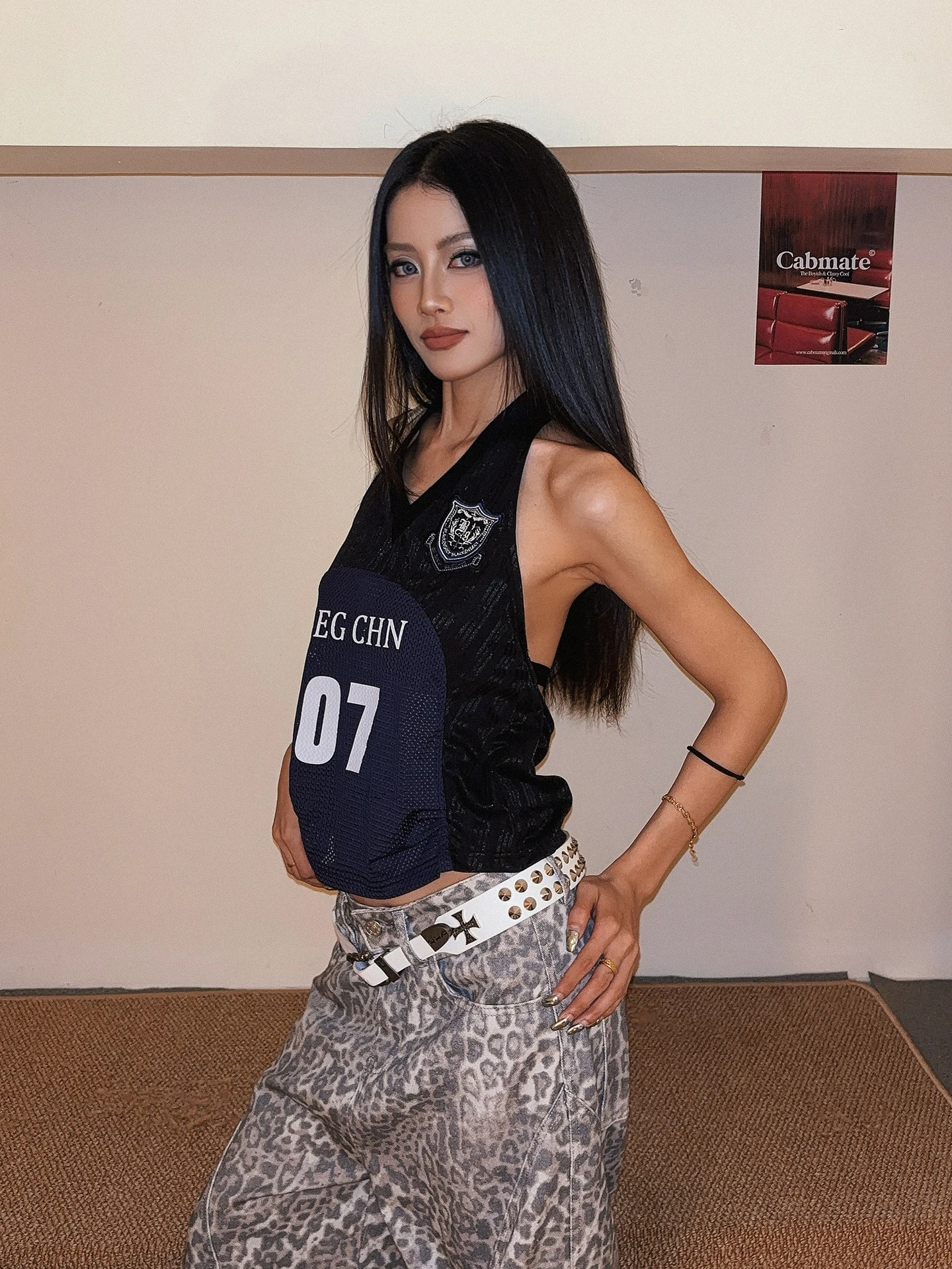 DoubleD American Spicy Girl Mesh Breathable Digital V-neck Baseball Jersey Hanging Neck Strap Vest Women Backless Sports Top