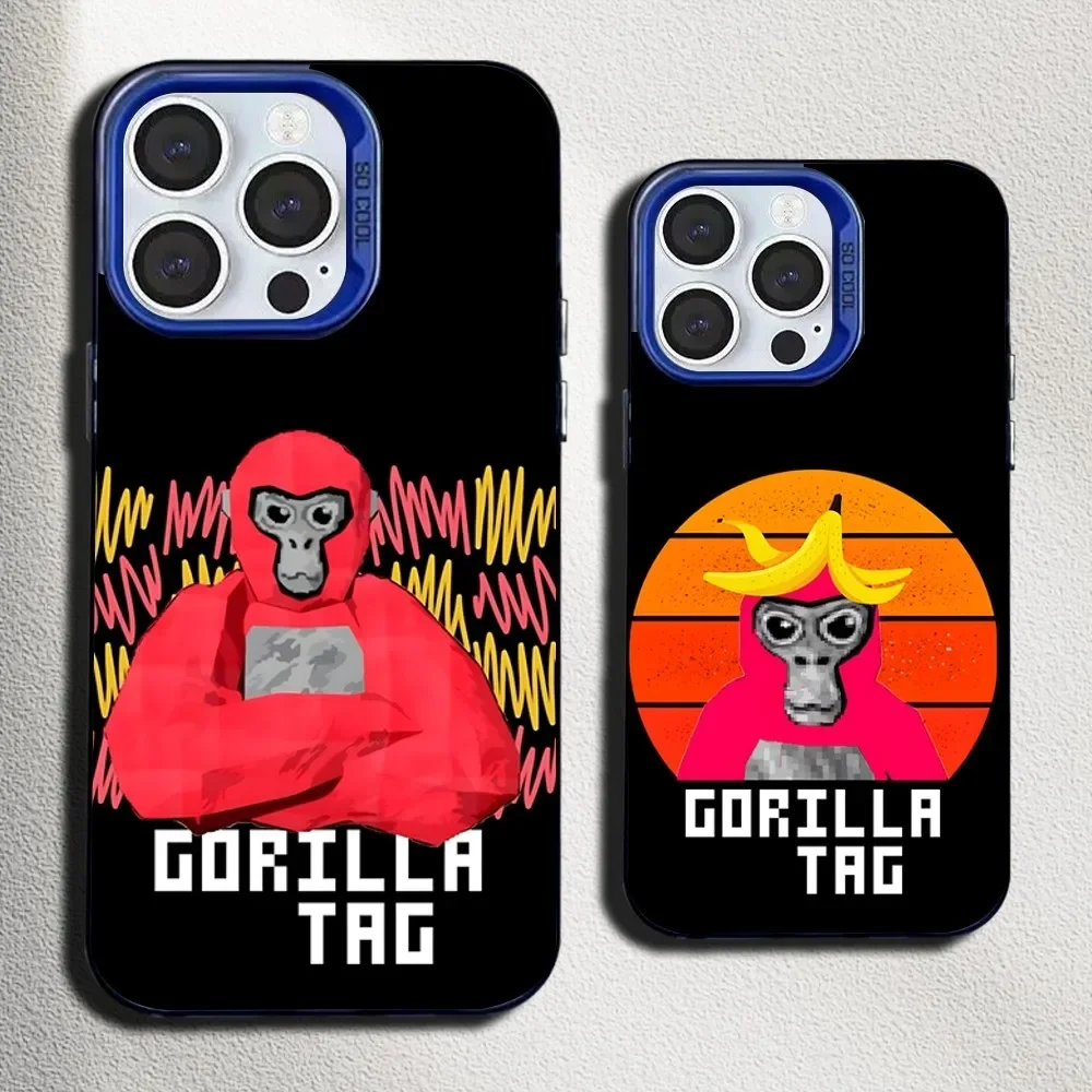 Funda para Teléfono con Diseño de Juego Monkey G-Gorilla TagS para iPhone 16, 15, 14, 13, 12, 11, Mini, Pro, SE, MAX, Silicona Azul Mate